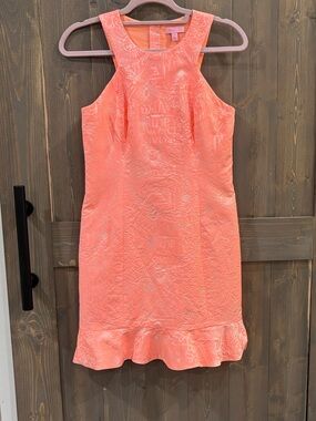 Lilly Pulitzer Pink Peach Word on the Street Liana Jacquard Sheath Dress
